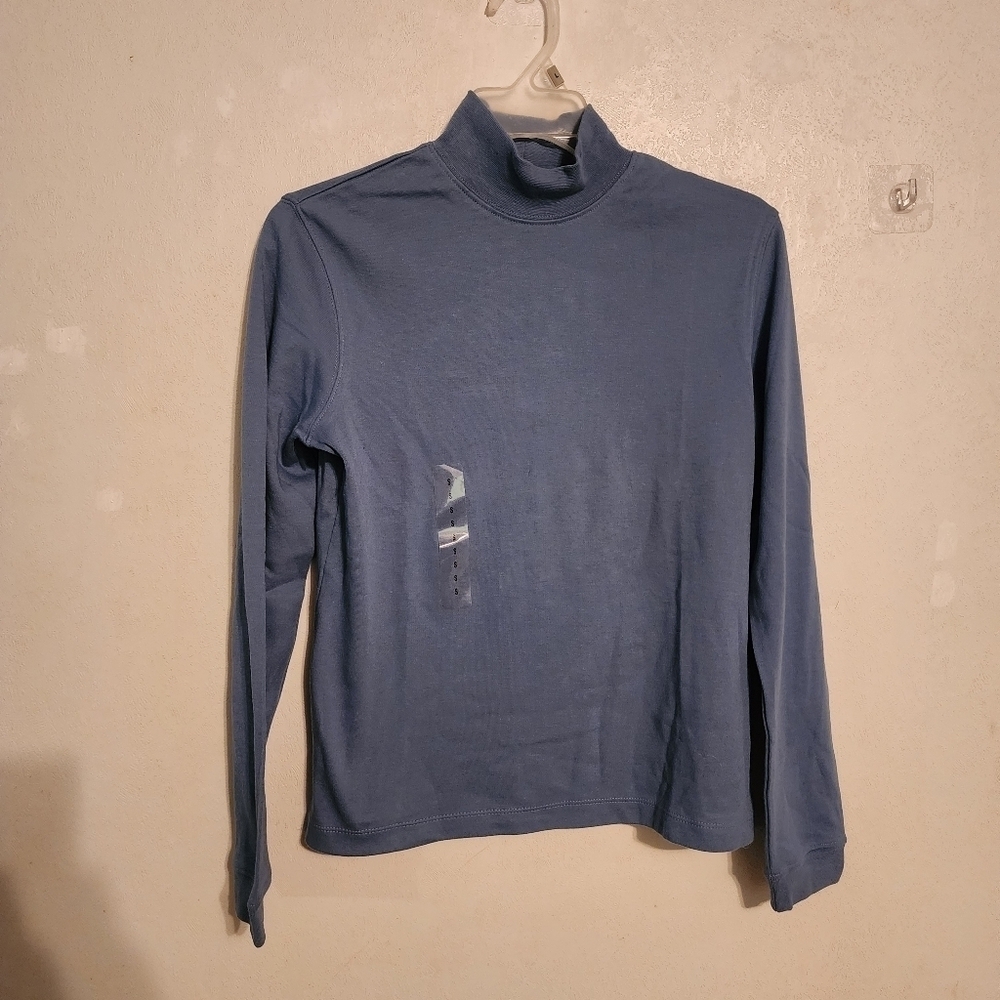 Hasting & Smith Turtleneck Long Sleeve Top Size S NWT Coronet Blue